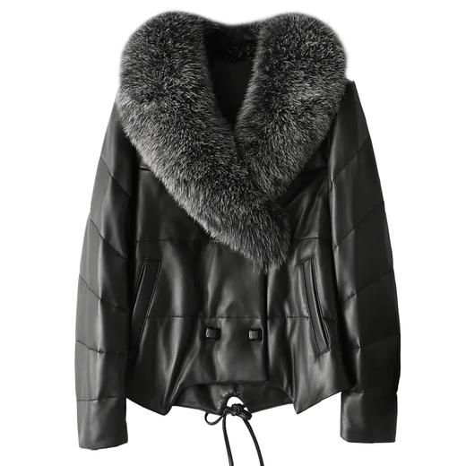 hnxhfs-z035m新款高端优雅气质狐狸毛领长袖短款绵羊皮羽绒服外套