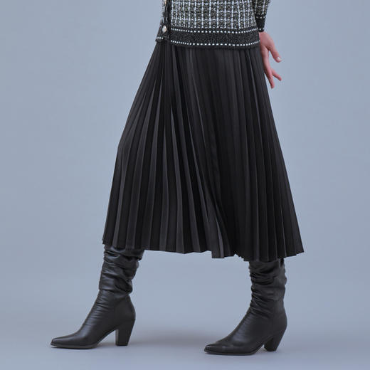 韩国MIXXO百搭经典A字百褶长裙纯色秋冬JPY带授权招加盟代理 商品图3