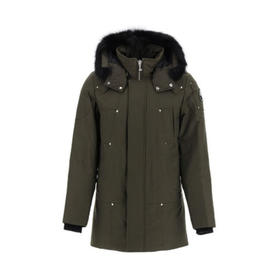 MOOSE KNUCKLES 男士金属驼鹿指关节徽标绗缝连帽羽绒服 军绿色 MK4661MP 775