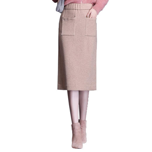 HRFS-WY20919新款时尚简约大气百搭松紧腰纯色针织包臀半身裙TZF 商品图5