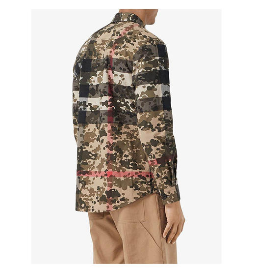 BURBERRY 巴宝莉 男士迷彩格纹弹力棉府绸长袖衬衫 混色 8029830 A7168 商品图2