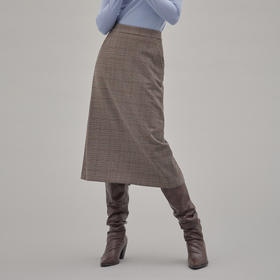 韩国MIXXO秋冬百搭格子纯色A字形长裙JPY带授权招加盟代理