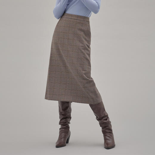 韩国MIXXO秋冬百搭格子纯色A字形长裙JPY带授权招加盟代理 商品图0