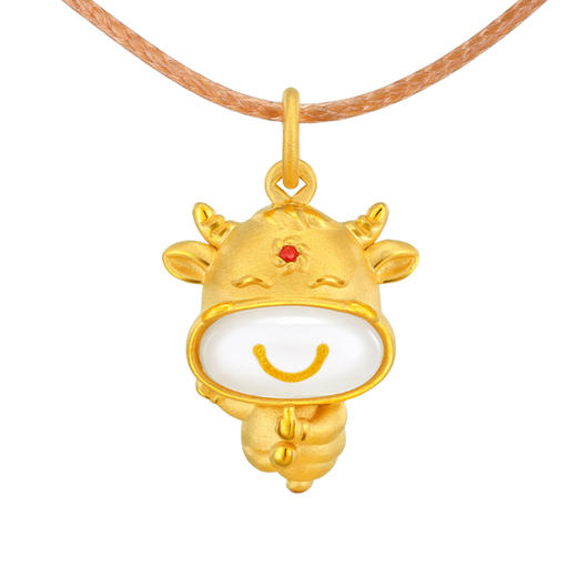 【宫里吊坠】 犇开心·福牛献瑞 足金镶玉首饰 商品图1
