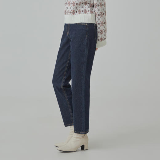 韩国MIXXO冬季百搭加绒无痕直筒牛仔裤JPY带授权招加盟代理 商品图1