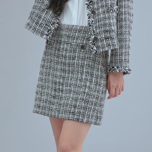 韩国MIXXO秋冬小香风套装粗花呢迷你裙短裙JPY带授权招加盟代理 商品图0