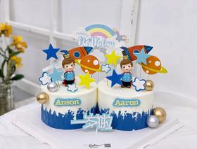 小王子双胞胎生日满月蛋糕