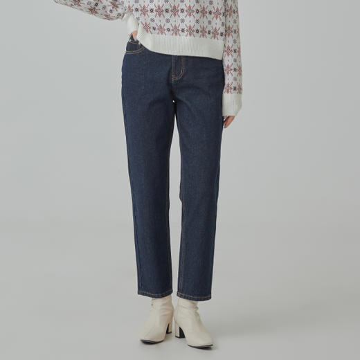 韩国MIXXO冬季百搭加绒无痕直筒牛仔裤JPY带授权招加盟代理 商品图0