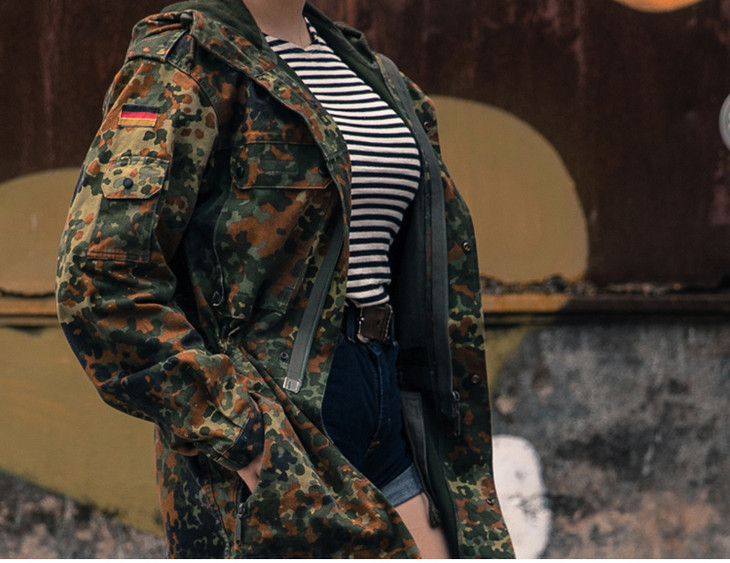 德国公发德斑丛林迷彩parka防风大衣