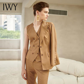 IWY/驼色长袖西装马甲长裤三件套装193077C1P1M1