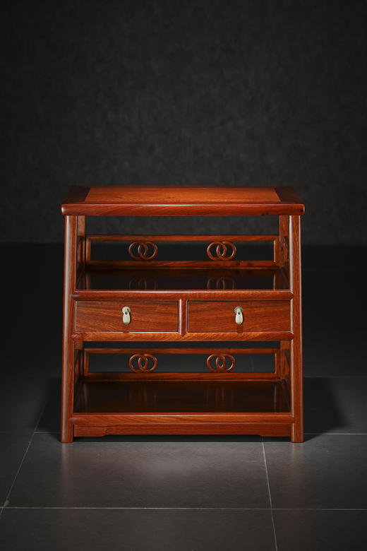 红桥红  家具严选  缅甸花梨（大果紫檀）  【双环卡子花小架格】 商品图1