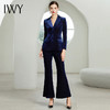 IWY/丝绒西服女装正装藏蓝色西装套装女高端职业装194008C1+P3 商品缩略图1