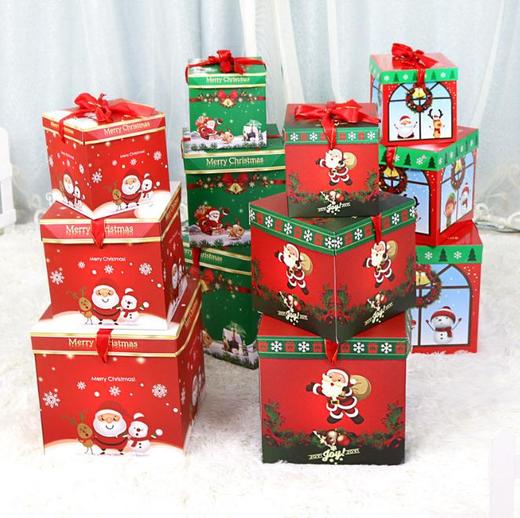 *圣诞礼盒纸质礼物盒圣诞节礼品包装盒圣诞树装饰礼盒堆头橱窗摆件 商品图0