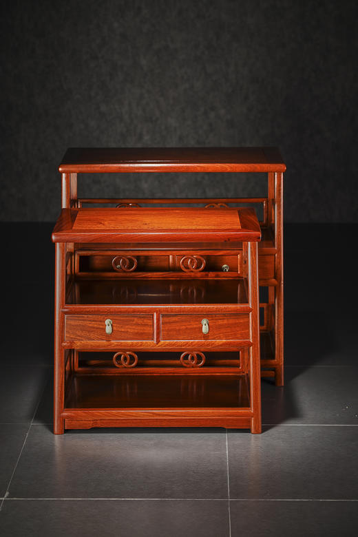 红桥红  家具严选  缅甸花梨（大果紫檀）  【双环卡子花小架格】 商品图0