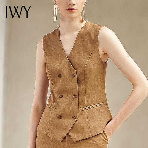 IWY/驼色长袖西装马甲长裤三件套装193077C1P1M1 商品图2