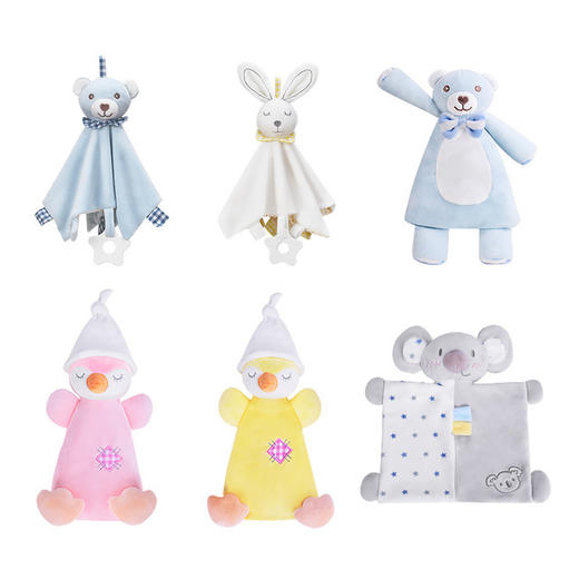 婴幼儿安抚巾可入口啃咬毛巾动物手摇铃宝宝玩偶睡眠毛绒安抚玩具 商品图5