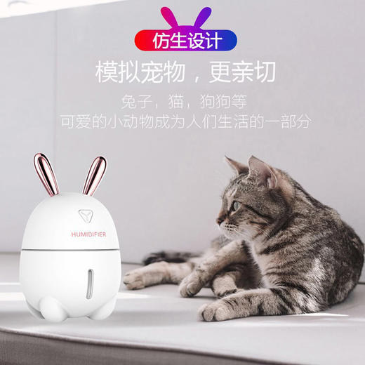 网红萌兔子夜灯加湿器  家用静音大雾卧室办公室车载 商品图2