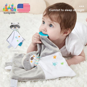 婴幼儿安抚巾可入口啃咬毛巾动物手摇铃宝宝玩偶睡眠毛绒安抚玩具