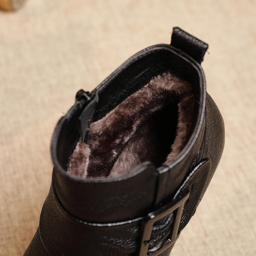 MLD8901新款优雅气质真皮加绒保暖平底防滑棉鞋TZF 商品图3