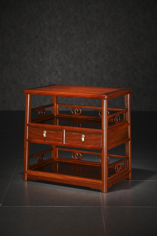 红桥红  家具严选  缅甸花梨（大果紫檀）  【双环卡子花小架格】 商品图2