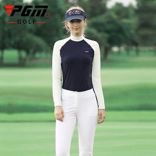 PGM 2020新品高尔夫女装 运动服装女士秋冬季衣服拼色长袖T恤立领 商品图3