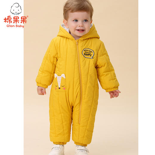 棉果果冬季棉服男童女童对开连体衣梭织绗棉+水晶绒连身衣哈衣M402722819701 商品图0