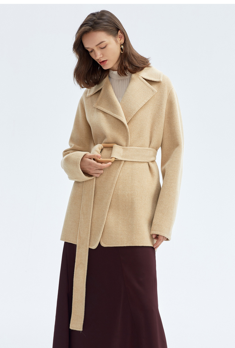 特惠不退货伊芙丽春秋优雅简约双面呢大衣1a8971791