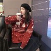 2025新款韩版圣诞毛衣女森系宽松中长款圆领套头红色新年针织上衣七夕情人节 商品缩略图0