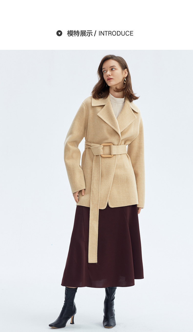 特惠不退货伊芙丽春秋优雅简约双面呢大衣1a8971791