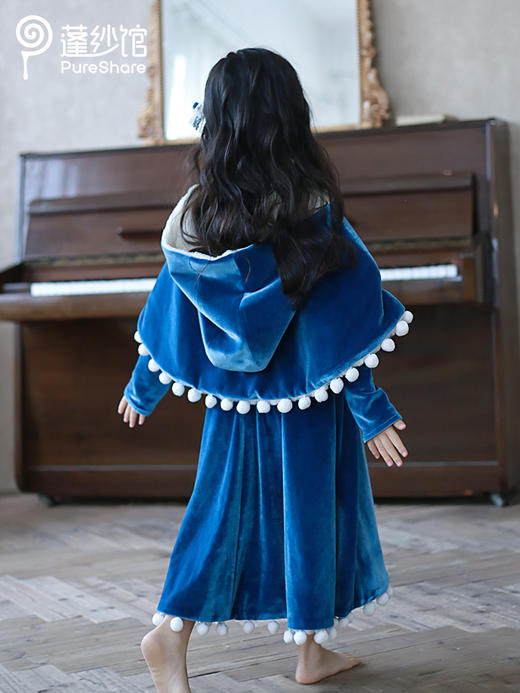 pureshare 安娜公主裙女童连衣裙新款圣诞礼服可爱-蓝公主和雪人 商品图2