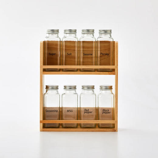 [现代住宅] 新款 韩国 清洁 调味瓶 玻璃瓶8P 木架套装JPY带授权招加盟代理 商品图0