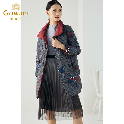 乔万尼双面印花柔美知性设计感舒适保暖抗寒白鸭绒羽绒服ES4T371 商品图3