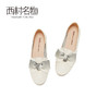 西村名物秋季新款单鞋平跟圆头牛皮革百搭蝴蝶结浅口女鞋T20CM32571 商品缩略图2