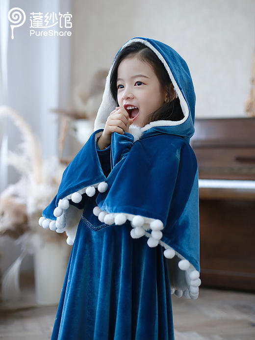 pureshare 安娜公主裙女童连衣裙新款圣诞礼服可爱-蓝公主和雪人 商品图1