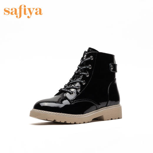 safiya索菲娅秋冬漆面纽扣时尚马丁靴短靴女SF94116017 商品图1