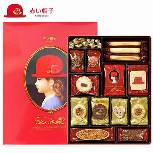 日本🇯🇵千朋红帽子12种类花色曲奇饼干，红色铁罐礼盒装🎁，单盒403g 商品图0