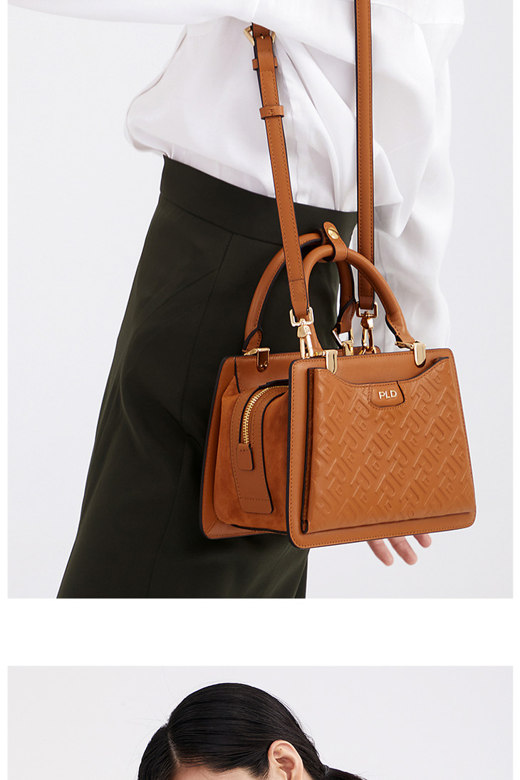 pld保兰德2020新款头层牛皮手提包复古压花戴妃包斜挎包单肩女包
