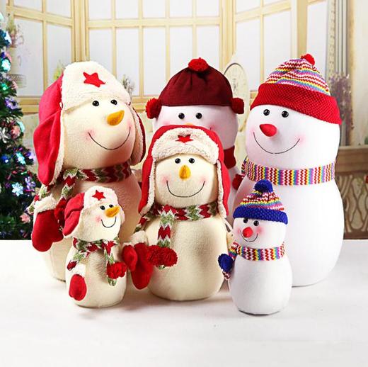 【装饰】*圣诞装饰品雪人公仔 毛绒娃娃摆件圣诞树场景布置配件雷锋帽 商品图0