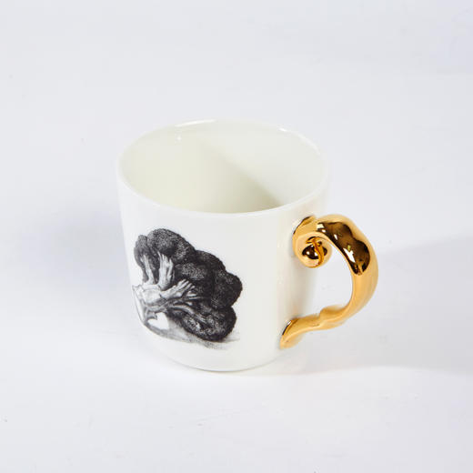 [现代住宅] 新款 韩国 经典手柄 金色手柄西兰花印花咖啡杯 310mlJPY带授权招加盟代理 商品图2