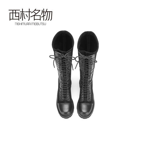 西村名物2020冬季新款女靴牛皮潮流系带长筒马丁靴T20DQ41211 商品图2