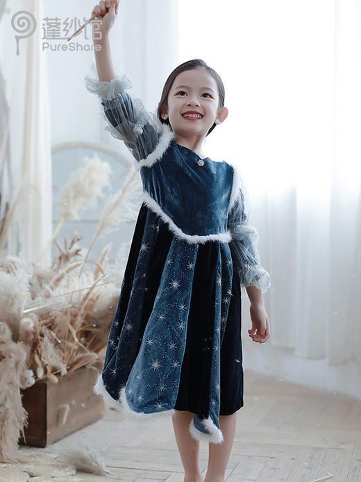 【云优选 】 pureshare 艾莎公主裙冰雪奇缘女童宝宝连衣裙秋冬装圣诞礼服生日-冰雪礼服裙 商品图5