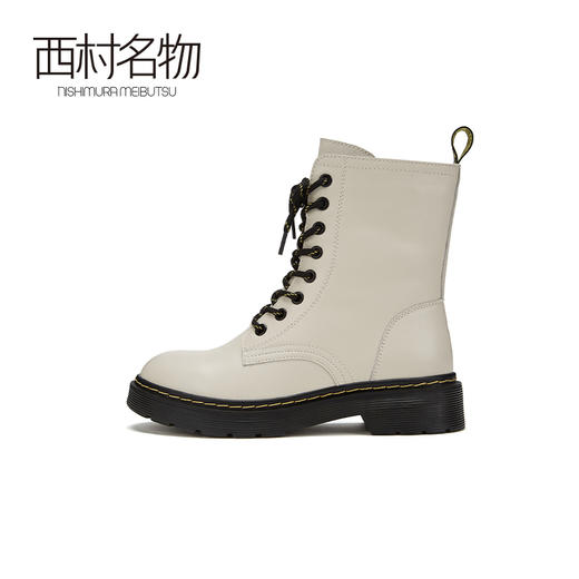 西村名物2020冬季新款牛皮马丁靴加绒平底百搭女靴T29DC44951 商品图2