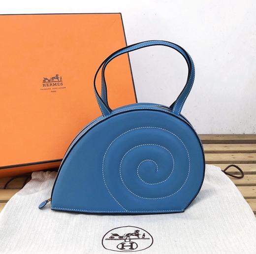 爱马仕hermes牛仔蓝蜗牛手提包