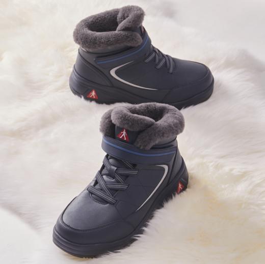 足力健老人鞋保暖鞋中老年软底靴子羊毛马丁靴