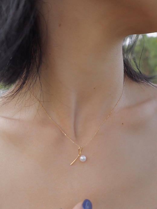 &符号18k黄金单颗女淡水珍珠吊坠项链礼物叠戴感满天星情人节礼物 商品图1