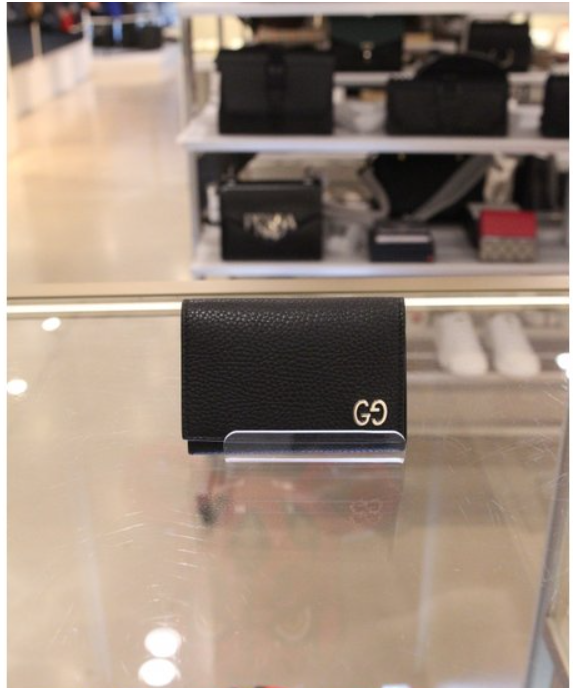 奥莱Gucci GG金属卡片钱包(473923 A7M0N 1000)JPY带授权招加盟代理