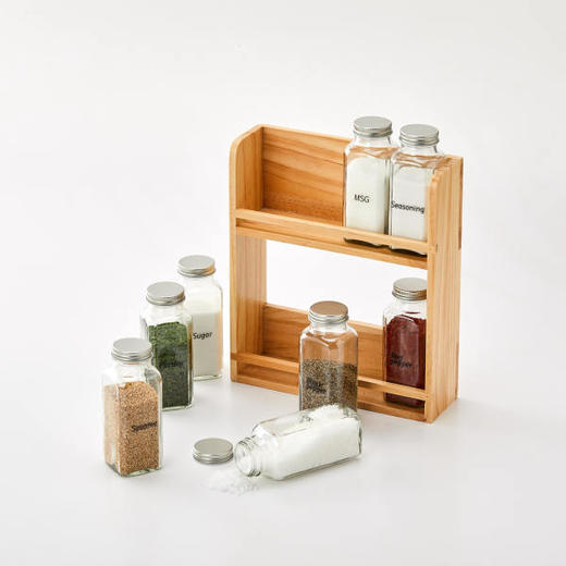 [现代住宅] 新款 韩国 清洁 调味瓶 玻璃瓶8P 木架套装JPY带授权招加盟代理 商品图3