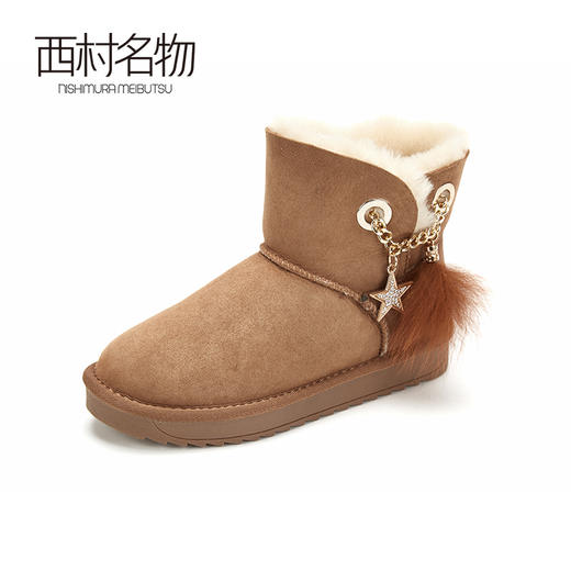 西村名物羊皮雪地靴女2020秋冬季新款皮毛一体厚底时尚短靴T29DS40941 商品图3