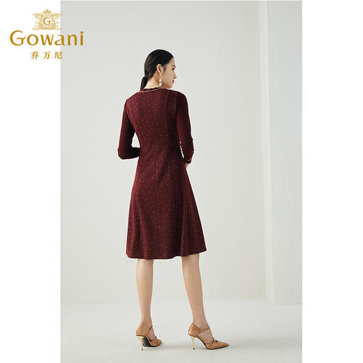 乔万尼秋冬新款A字版型高腰线显瘦设计羊毛呢保暖连衣裙ES4E339 商品图3