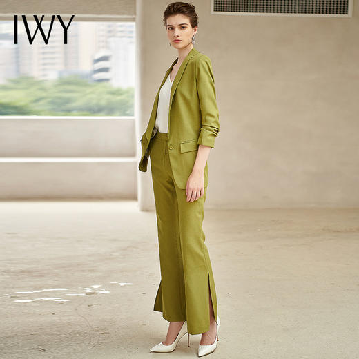IWY/绿色长袖西装微喇长裤套装CP9119 商品图2